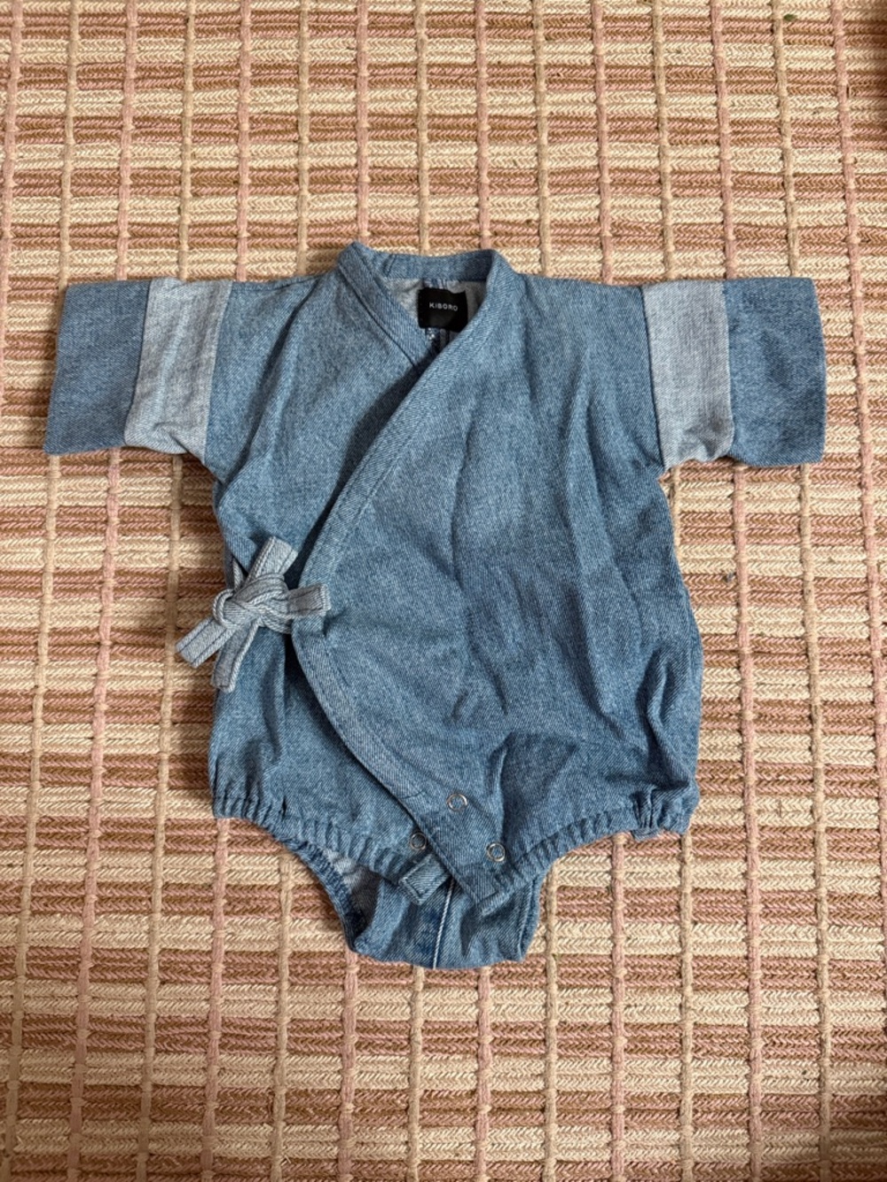 Kiboro Denim-Style Baby Romper with Wrap Front 0-3mo